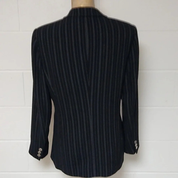 Liz Claiborne Collection black, silver pinstripe, pockets, blazer jacket - Picture 2 of 10